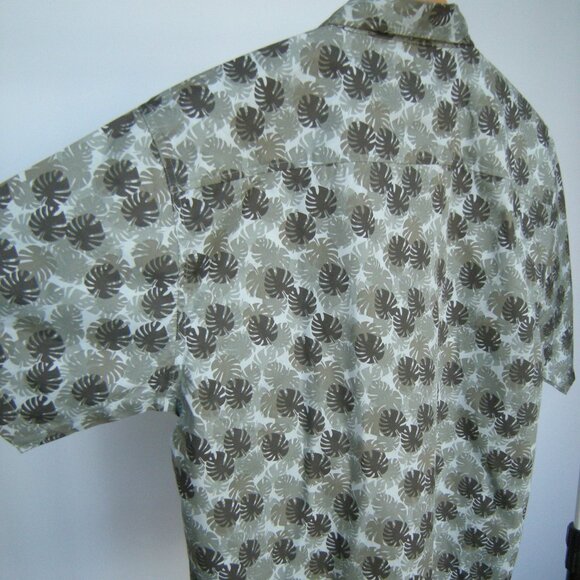 Evolution XL Tropical Leaves Print Shirt in Khaki Colors NWT - 100% Cotton - Picture 3 of 7